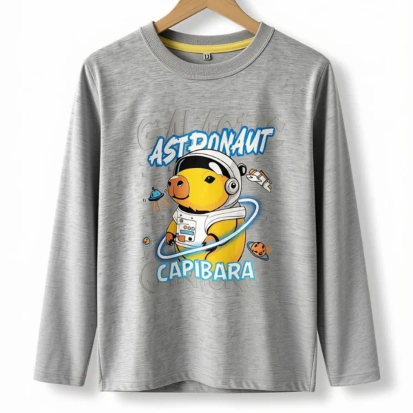 Remera Capibara Astronauta Gris