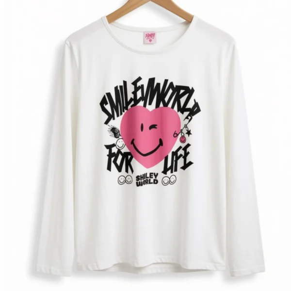 Remera Corazón Smile Blanca