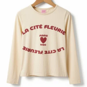 Remera Paris Corazón Crema