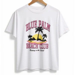 173 Remera Blue Palm Blanca