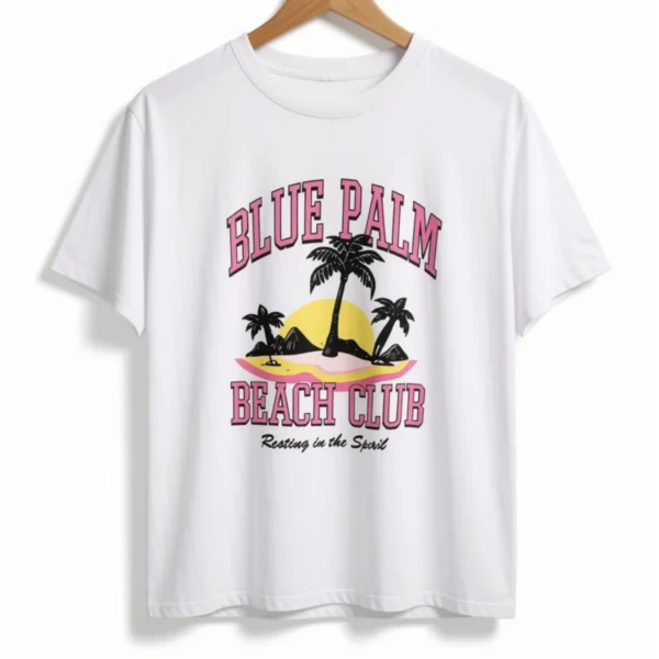 Remera Blue Palm Blanca