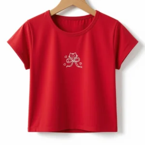 Remera Gato Moño Roja