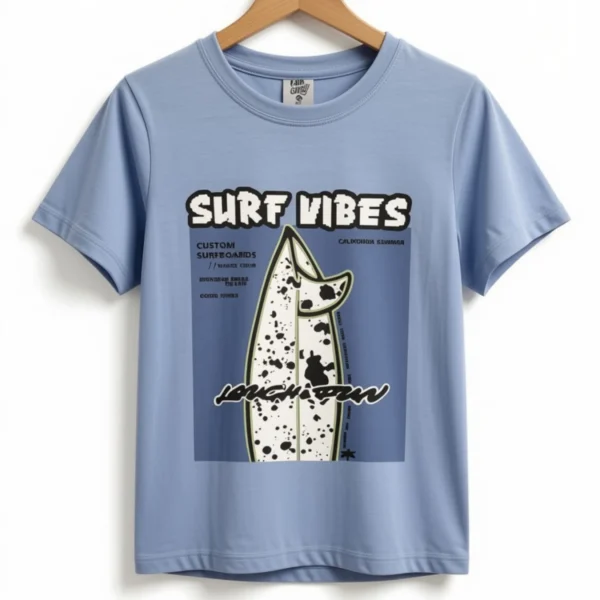 Remera Surf Vibes Celeste