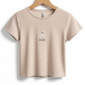 Remera Oso Real Friends Rayada Beige