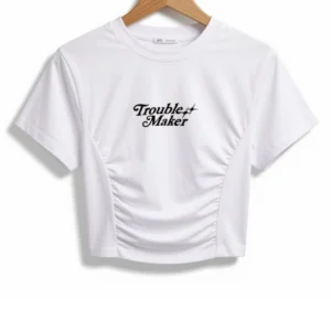 Remera Frunce Troublemaker Blanca