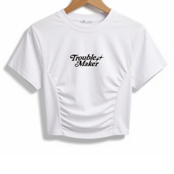 Remera Frunce Troublemaker Blanca