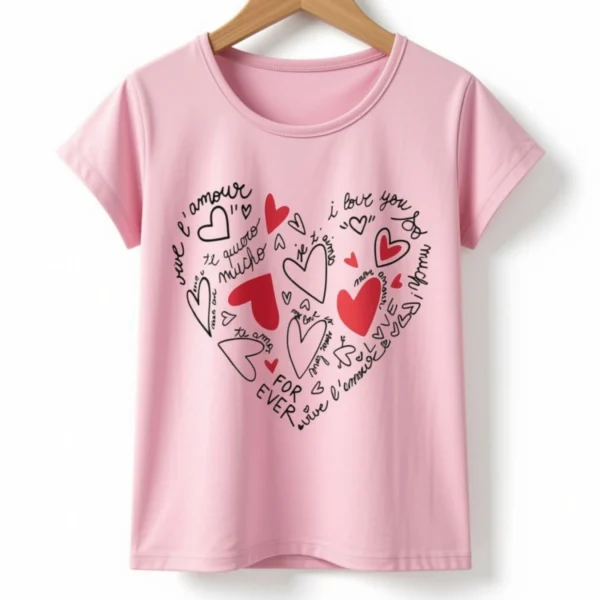 Remera Corazones Rosa