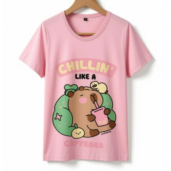 Remera Capibara Chill Rosa