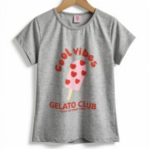 Remera Helado Corazones Gris