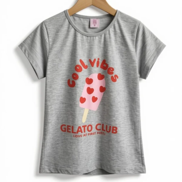 Remera Helado Corazones Gris