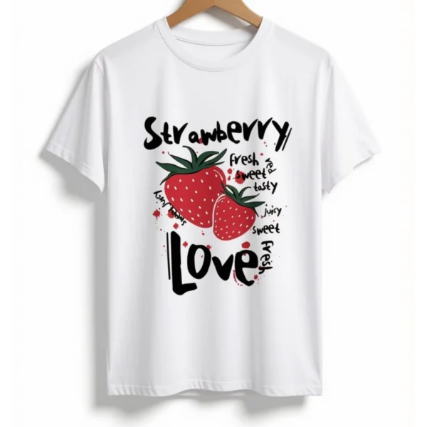 Remera Strawberry Blanca