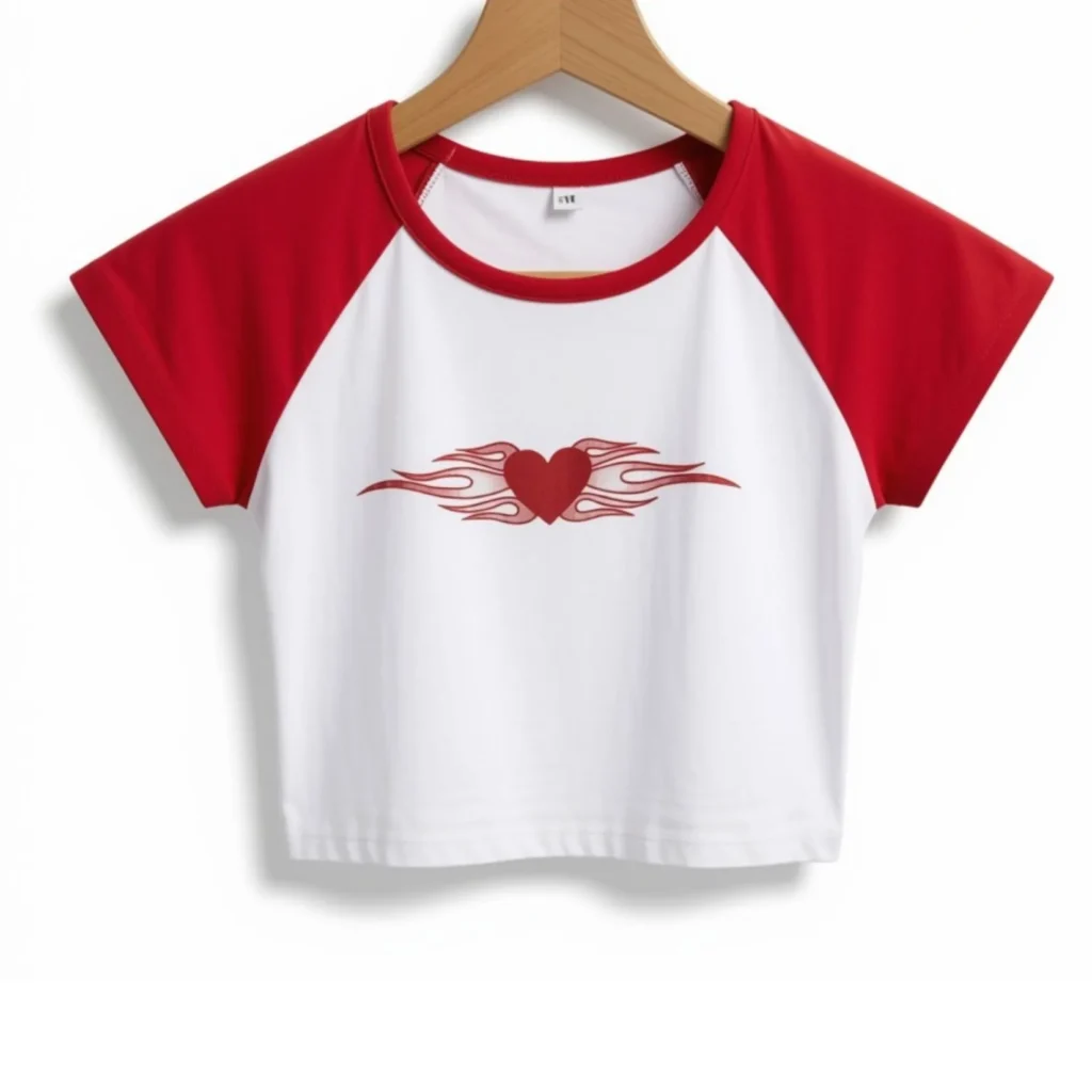 Remera Corazón Blanca y Rojo