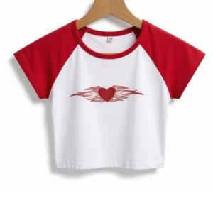 Remera Corazón Blanca y Rojo