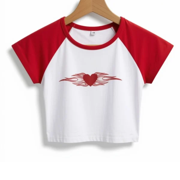 Remera Corazón Blanca y Rojo