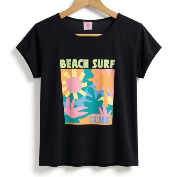 Remera Beach Surf Negra