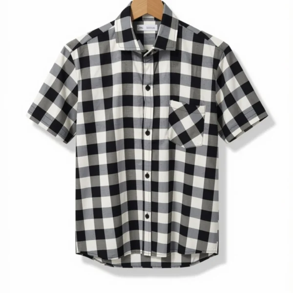 Camisa Cuadros Negra y Blanca