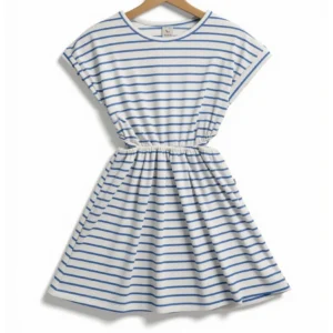 249 Vestido Rayado Azul Recortes
