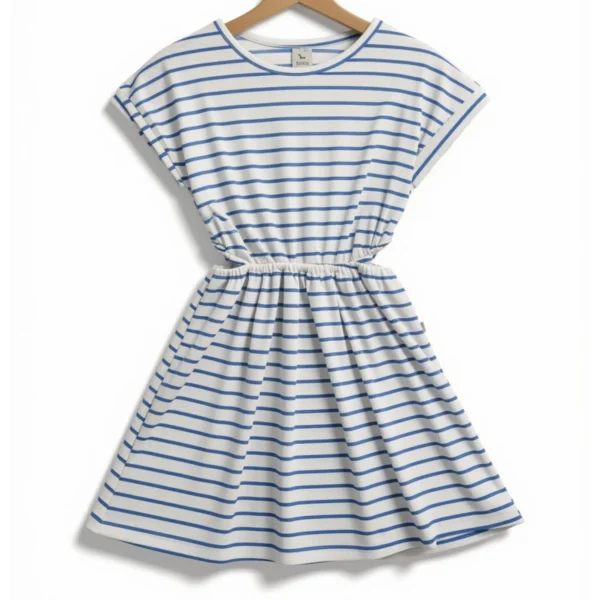 Vestido Rayado Azul Recortes