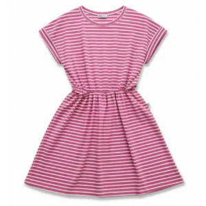 253 Vestido Rayado Rosa Recortes