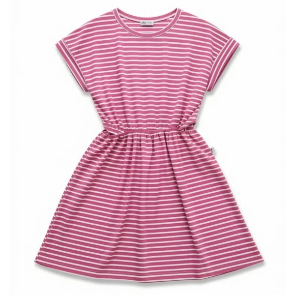 Vestido Rayado Rosa Recortes
