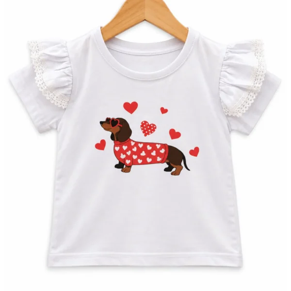 Remera Salchi Corazones Blanca Puntilla