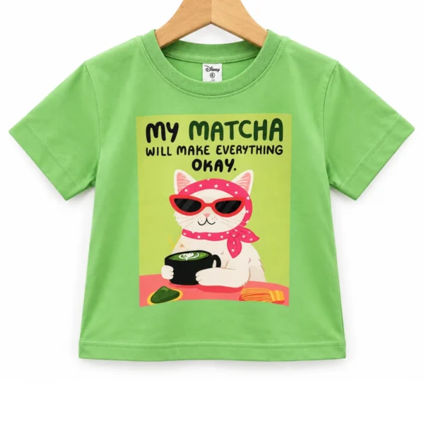 Remera Gato Matcha Verde